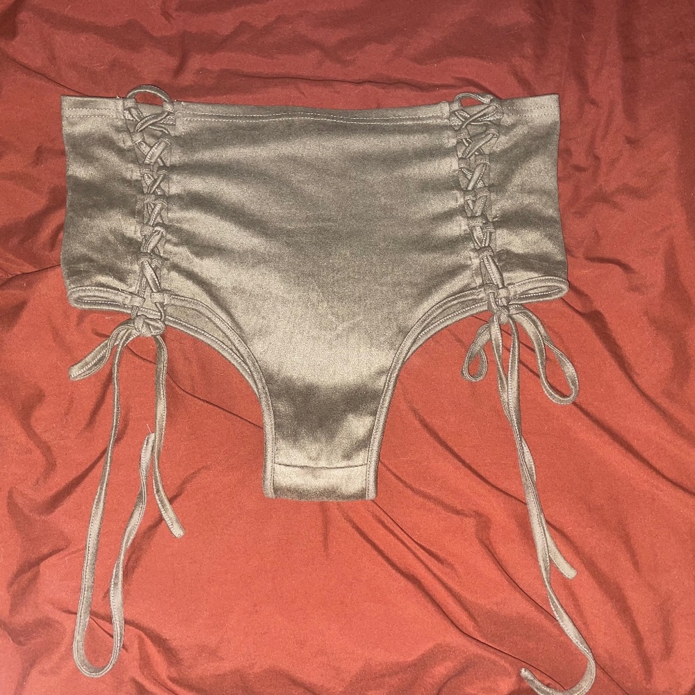 iHeartRaves sage green lace up booty shorts